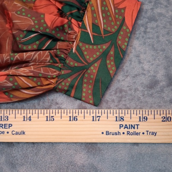 Oddy Curvy Floral HIgh Neck Knotted Collar Mini Dress Plus Size 1X Long Sleeves - Picture 14 of 16